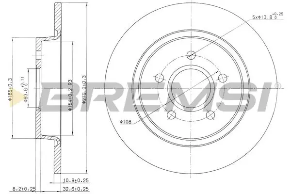 REAR BRAKE DISC SET - CD7227S, 1469081, 1500156, 30666802, 30769113, 31341645, 31471039, 31341646, 3147139, 31499632